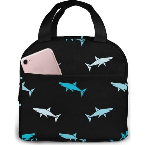 Abstract Sharks Lunch Food Box Bag Fashion Insulated Thermal Food Picnic Lunch Bag for Women kids Men Cooler Tote Bag