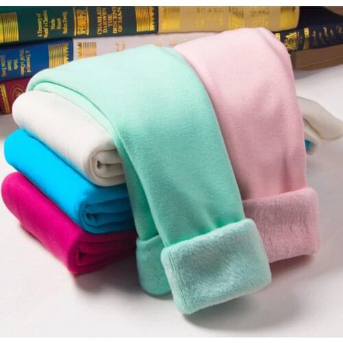 2018 Autumn Winter New Girls Leggings Cotton Velvet Warm Candy Color Girl Casual Pants 1-6 Year Children Pants