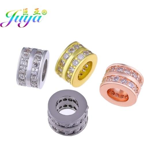 Juya DIY Copper Spacer Beads Wholesale Handmade Large Hole Beads Gold Decorative Charm Beads For Beadwork Jewelry Making