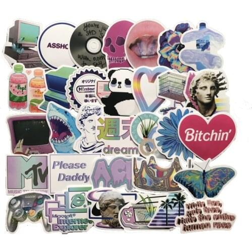 50pcs Steam wave Stickers for Luggage Laptop Decal Skateboard Stickers Moto Bicycle Car Guitar Fridge Sticker