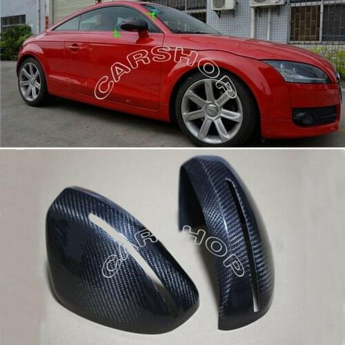 Fit For Audi TT TTS R8 2008 2009 2010 2011 2012 2013 2014 2pcs/set 3K Real Carbon Fiber Car Door Mirror Cover Caps Add