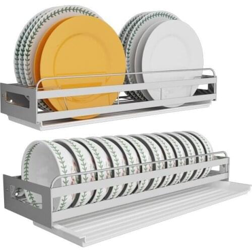 Dish Rack Drain Rack Wall-mounted Punch-free Stainless Steel Hanging Dish Rack Plate Storage Kitchen Rack