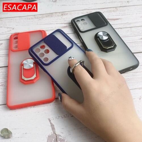 Slide Protection Camera Lens Transparent Phone Case For Samsung M62 Quantum 2 Ring Stand Holder Shockproof Case For Samsung F62