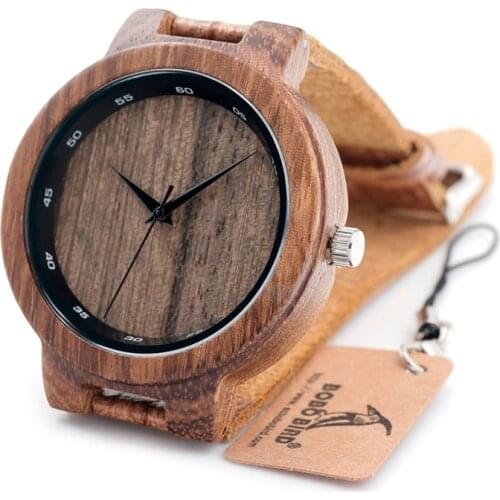 Luxury BOBO BIRD Mens Watches Business Quartz-watch Leather Band Timepieces Relogio Masculino as Gifts C-D022