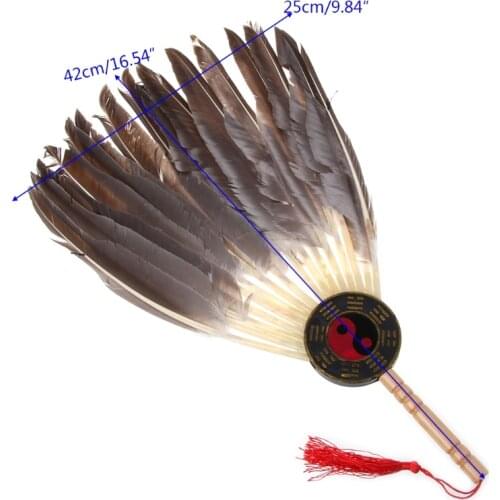 Hand Fans Ancient Chinese Zhuge Liang Black Feather Hand Bamboo Fan Decoration Dance Hand Held Fan