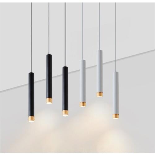 Dimmable LedPendant Lights 12w Track light Kitchen Fixture Island Dining Room Shop Bar Counter Decoration Cylinder Pipe Hanging