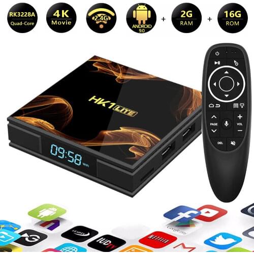 RK3228A Android 9.0 Smart TV BOX HK1 LITE ARM Mali 400 GPU WIFI 2.4G 3D USB 2.0 H.265 Media Set-Top Box 802.11 b/g/n 4K 60Hz