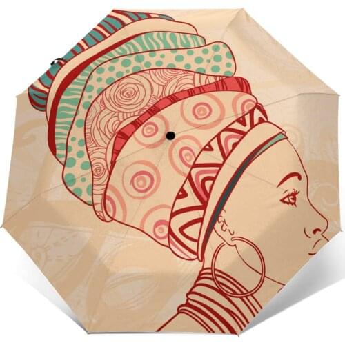 Sunny Umbrella African American Girls Automatic folding portable men women umbrella Sunscreen rain Windproof beach parasol