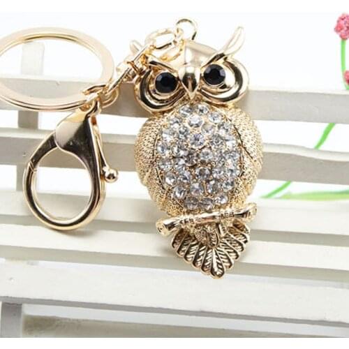 Owl Crystal Keyring Charm Pendant Handbag Purse Bag Key Ring Chain Keychain Gift