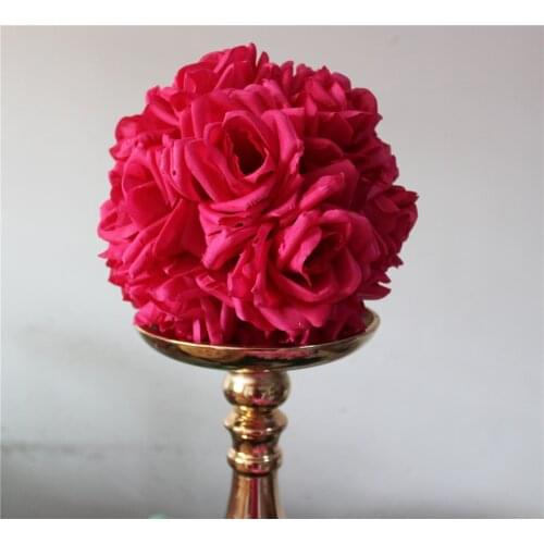 SPR 25cm*10pcs/lot plum/fuschia Hanging Flower Ball Centerpieces Silk Rose Wedding Kissing Ball Pomanders Mint Decoration Ball