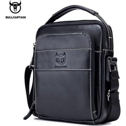 BULLCAPTAIN Mens Bags Genuine Leather for Bag Men Messenger Crossbody Pack Fashion Handbag shoulder Bag