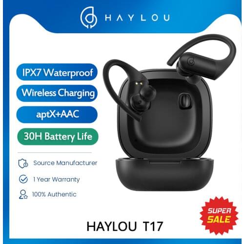 Haylou T17 TWS Bluetooth 5.0 Earphone QCC3040 Chip Wireless Charging Aptx+AAC Dual HD Audio Coding IPX7 Waterproof Sport headset