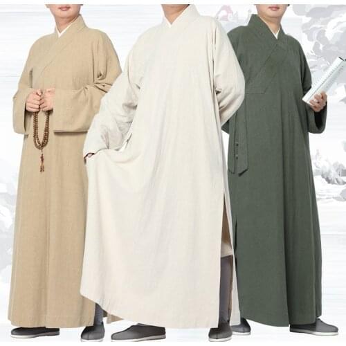 UNISEX high quality ramie zen lay meditation uniforms buddha robe clothing buddhist gown shaolin kung fu monks suits green/grey
