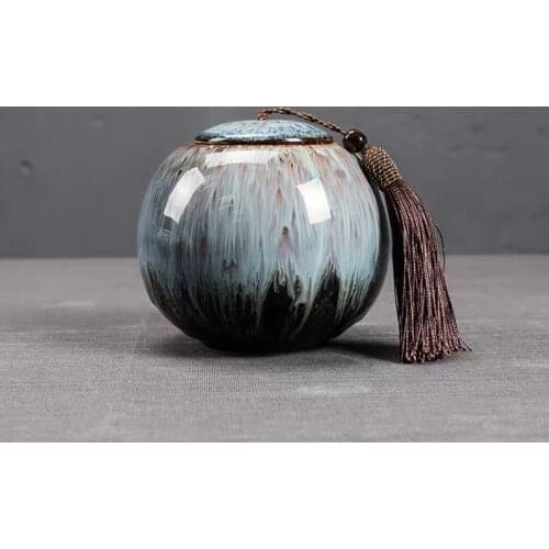 Cremation Urn for Ashes - Funeral Urn for Human Ashes - Made in Ceramics & Hand-Painted- Display Burial Urn At Home or in Niche