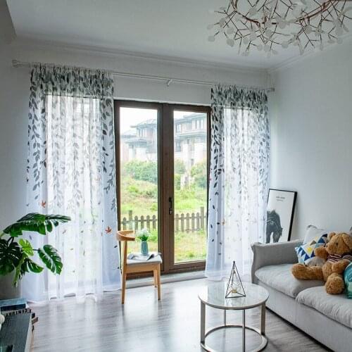 Willow Modern Tulle Curtains For Living Room Bedroom Bird Printed Voile Sheer Curtains For Window Tulle Curtains Drapes