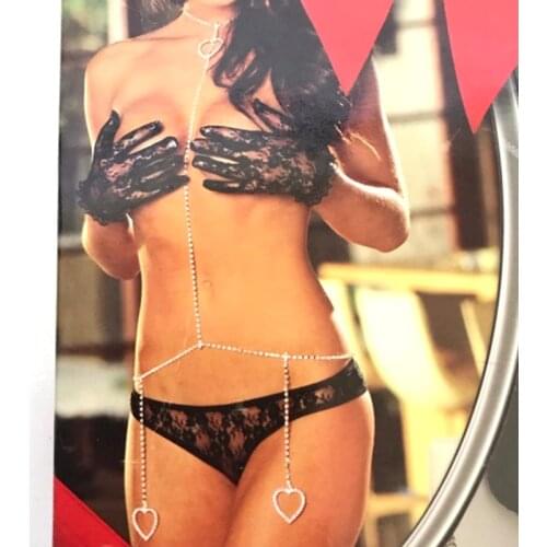 New Shiny Charming Rhinestone Body Jewelry Sexy Harness Necklace Beach Bkini Crystal Heart Body Belly Chain for Women Gift