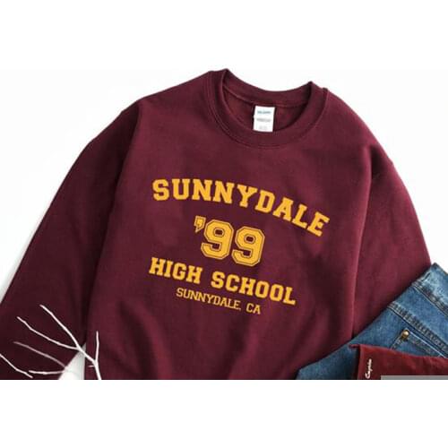 Sunnydale 99 High School Tv Shows Crewneck Graphic Sweatshirts Women Long Sleeve Tops Black Color Cotton Jumpers Pullovers Shirt