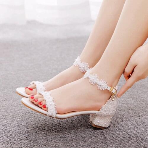 New Girl Sandals Shoes School Students Thin High Heel Open Toe White Female Sandals A Word Buckle Rhinestone Bow Shoes H0002