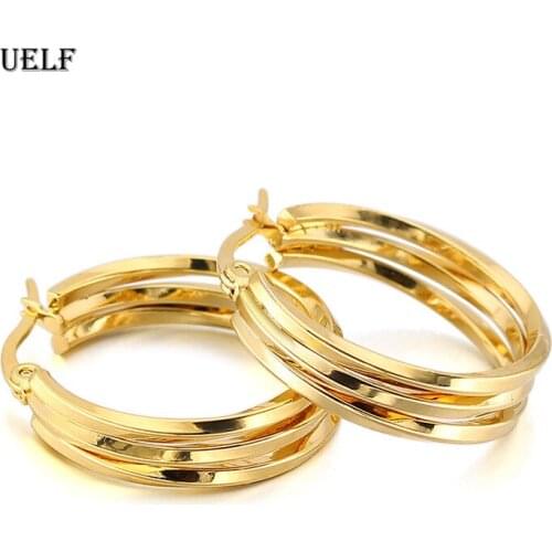 Uelf 2019 Punk Gold Silver Colour Circle Earrings for Women Vintage Geometric Statement Earrings Bohemian Fashion Jewelry