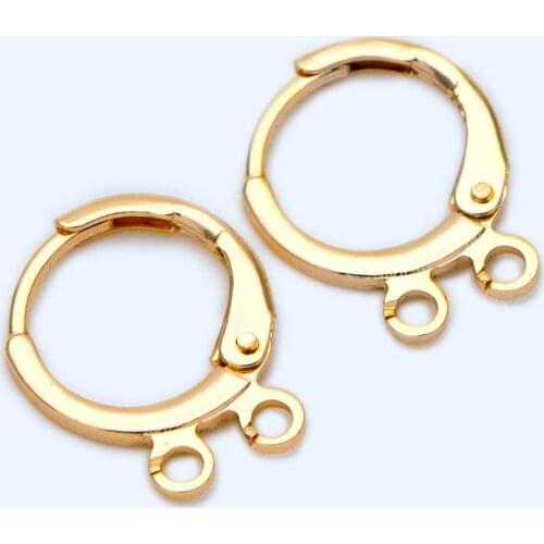 10pcs Gold Round Leverback Ear Wires Hooks with 2 Loops,Earring Finding Wholesale (GB-1230)