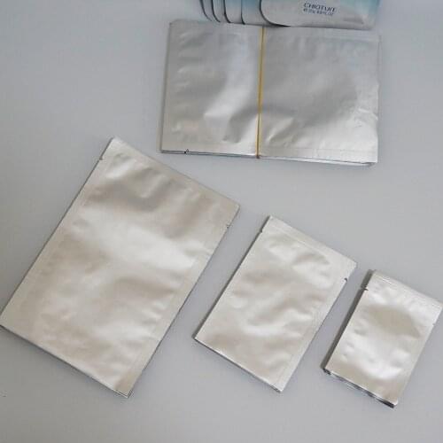 100pcs 18x26cm Silver White Pure Aluminum Bags, Heat Sealable Mylar Foil Plating Plastic Pouches Packaging Food Purely Flat Sack