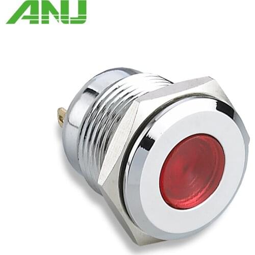Waterproof Metal LED Warning Indicator Light Signal Lamp Pilot 3V 6V 12V 24V 110V 220V Pin Terminal Connect