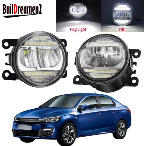 2 X Car Driver + Passenger Fog Light Assembly LED Daytime Running Lamp DRL 30W 8000LM 12V For Citroen C-Elysee 2012-2018