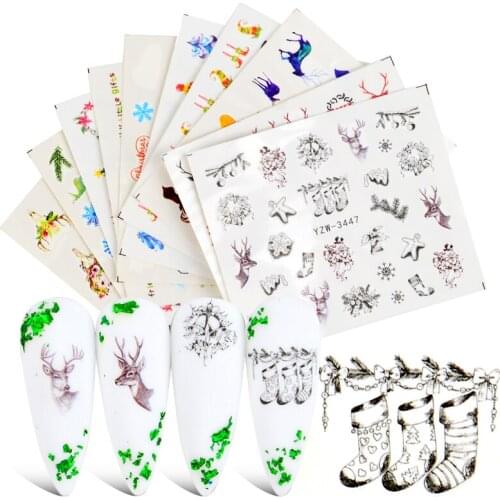 2021 NEW Nail Stickers Santa Snowflake Bell Elk Christmas Water Transfer Decals Tattoo Decoration Foil Wrap Manicure Accessories