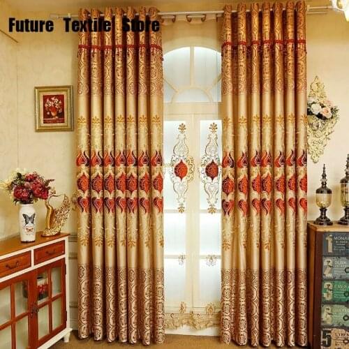 2021 New High-grade Gold Jacquard High-precision Water-soluble Velvet Embroidery Semi-Blackout Curtains Living Room and Bedroom