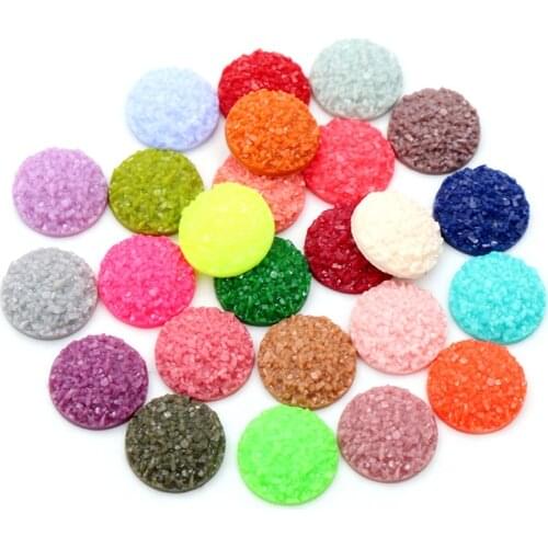 40pcs 8mm 10mm 12mm Multi-Colors Natural Ore Druzy Flat Back Resin Cabochons Dome For Bracelet Earrings DIY Jewelry Findings