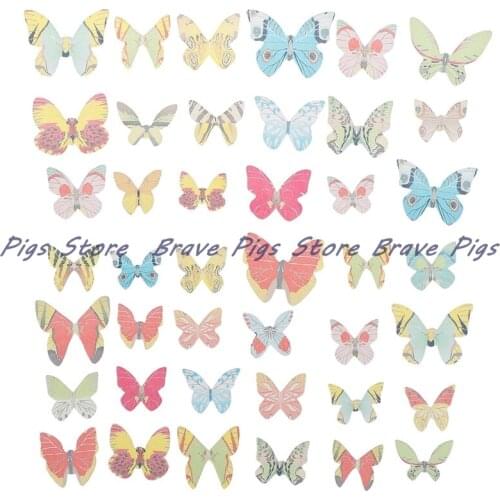 42pcs Mixed Butterfly Edible Glutinous Wafer Rice Paper Cake Cupcake Toppers For Cake Decoration Birthday Wedding Cake Tools