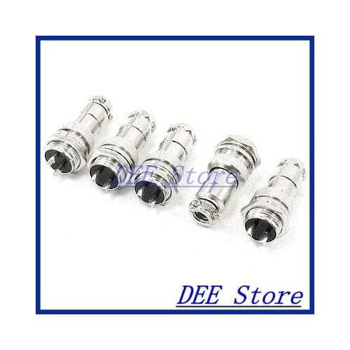 5 x AC400V 5A 2 Terminals Aluminum Alloy Aviation Male Connector Plug