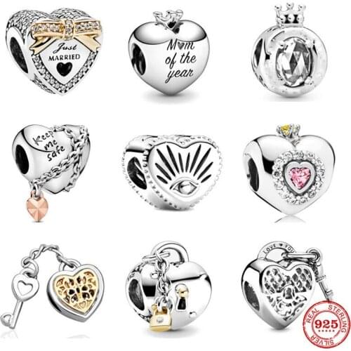 925 Silver New Love Lock Pendant Charm Bead Fit Pandora Original Bracelet Charms Beads For Women DIY Jewelry