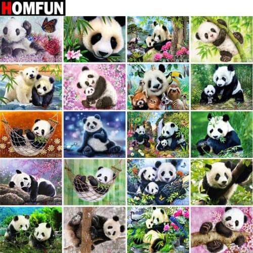 HOMFUN Full Square/Round Drill 5D DIY Diamond Painting "Animal Panda" 3D Diamond Embroidery Cross Stitch Home Decor Gift