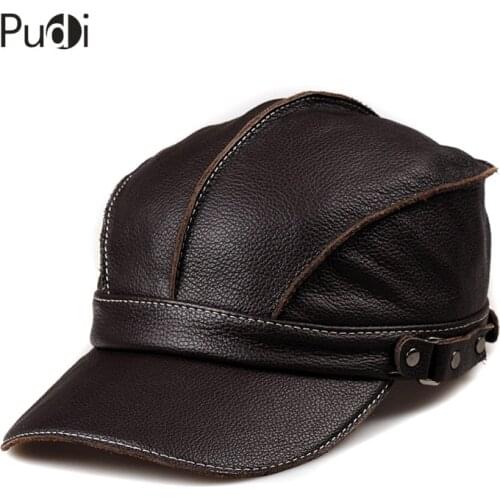 Pudi HL006 Genuine Leather Men Baseball Cap Hat Brand New Mens Real Leather Adult Adjustable Trucker Hunting Army Hats/caps
