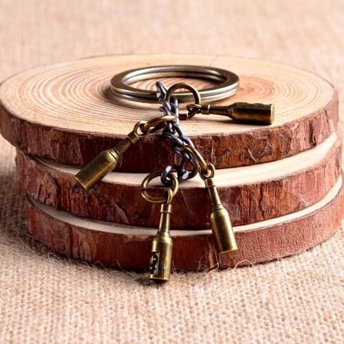 Winebottle keychain cute key ring for women retro bottle key chain sleutelhanger innovative portachiavi chaveiro llavero hombre