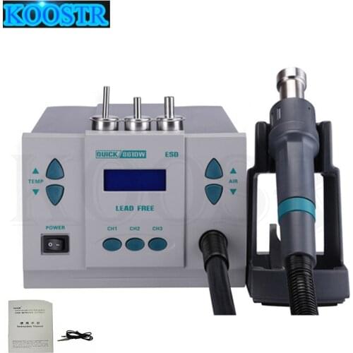 QUICK 861DW ESD Lead-free Heat Gun Desoldering Station Digital Adjustable Hot Air Gun BGA Rework Station for Phone PCB Repair