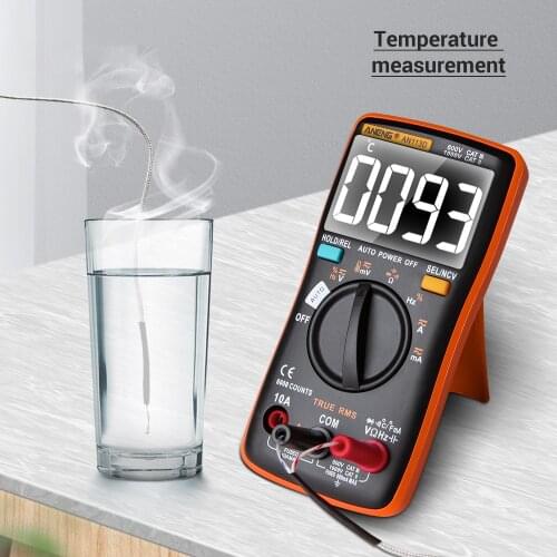 AN113D Digital Multimeter Intelligent Auto Measure 6000Counts Resistance Diode Continuity Tester AC/DC Voltage Meter Temperature