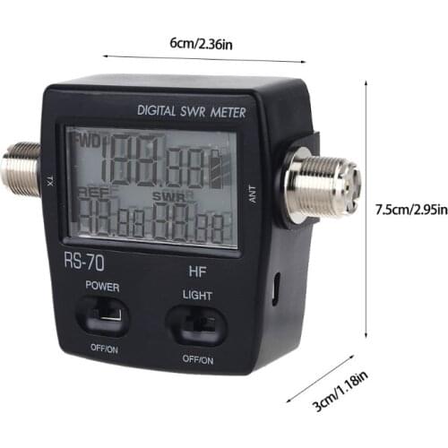 NISSEI RS-70 Digital SWR Power Meter Counter with LED Display Backlight Micro USB-DC 5V Output 1.6-60MHz 200W M Type