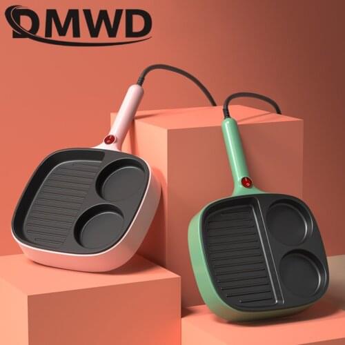 DMWD 3 in 1 Electric Frying Pan Multifunction Non-stick Smokeless Steak Egg Omelette Sausage Cooker Mini Breakfast Machine EU US