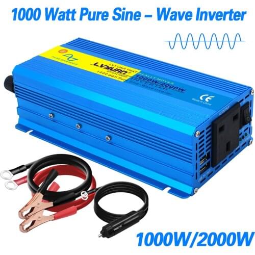 2000W Peak Pure Sine Wave solar Power Inverter DC12V to AC 220V 230V 240V Converter Supply Solar Power