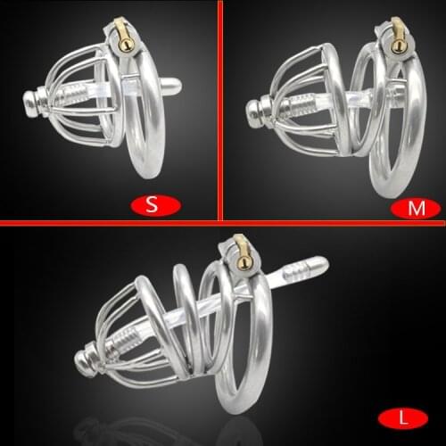 Chaste Bird 304 stainless steel Cock Cage Chastity with catheter Device with Stealth lock Sex Toy A230