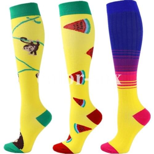 Compression Socks Varicose Veins Thigh Socks Stretch Pressure Print Socks Unisex Outdoor Running Cycling Long Pressure Stockings