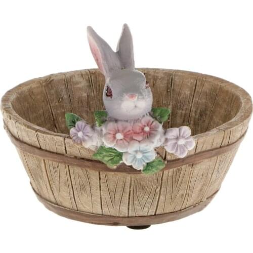 MagiDeal Resin Gray Rabbit Patio Garden Planter Bed Herbs Cacti Succulent Bonsai Pot