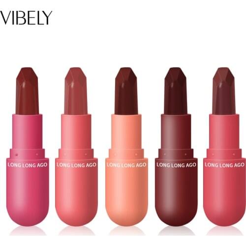 5Pcs Mini Capsule Lasting Lipsticks Silky Matte Lip Cream Small Makeup Sample