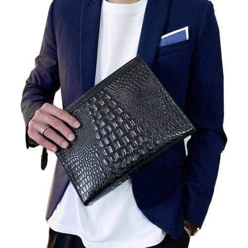 Fashion Men Clutch Bag Leather Envelope Long Purse Money Bags Business Small Handbag Phone Wallet Male Casual Handy Bag For IPAD