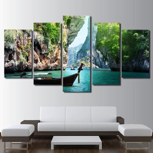 Canvas Wall Art 5 Pieces Home Decor Framework Pictures Nature Canyon Lake Landscape Posters Modern Bedroom Decoration Paintings