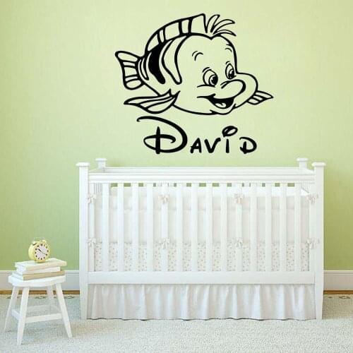 The Little Mermaid Wall Decal Personalized Custom Name Kids Boys Girls Bedroom Trendy Home Decoration Cartoon Nursery Mural S957