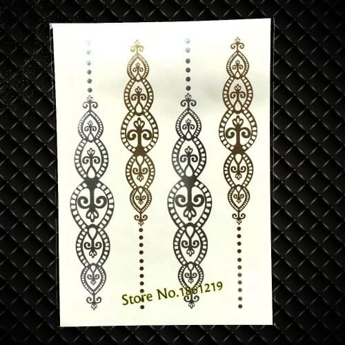 New Large Size Indian Eye Totem Gold Fake Metallic Tattoo Stickers GYH104 Feather Designs Flash Waterproof Tattoo Choker Jewelry