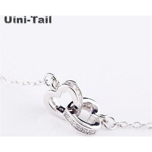 Uini-Tail Hot new wild heart 925 sterling silver love heart necklace South Korea simple fashion trend short paragraph necklace
